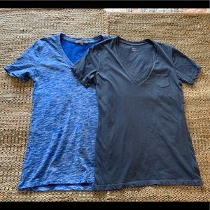EUC 2 Blue V-Neck Pocket Tees
